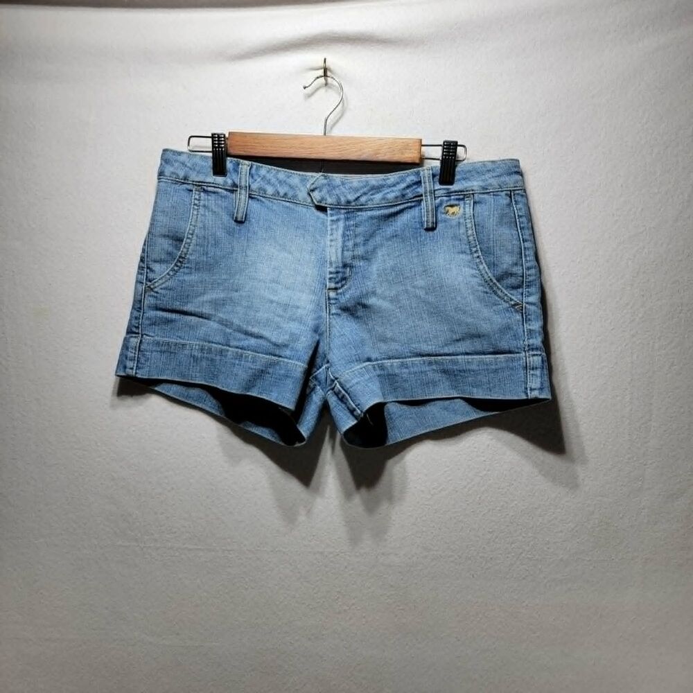 U.S. Polo Assn. Shorts Women 13/14 Blue Denim Cuffed Distressed Heart Pocket